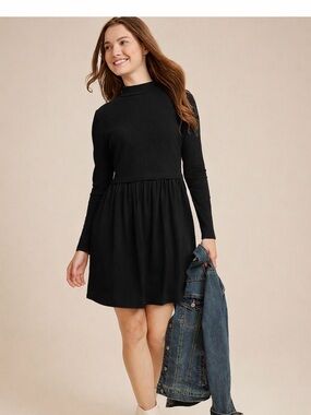 Maurices Black Long-Sleeve Mock Neck Mini Dress